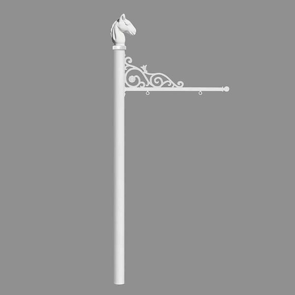 Qualarc Sign System w/Horsehead Finial, NO BASE, White color REPST-001-WHT - main